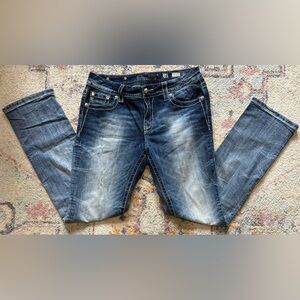 Miss Me Women's Size 28 Curvy Straight Mid Wash Mid Rise Denim Blue Jeans